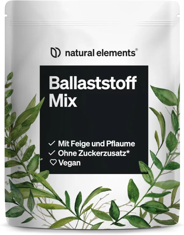 Natural elements Ballaststoff Mix – 600g – 9 natürliche Quellen – mit Inulin und Akazienfaser – vegan, ohne Zuckerzusatz